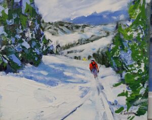 SKIEUR ENTRE LES SAPINS